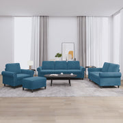 Loungeset 4-delig fluweel blauw