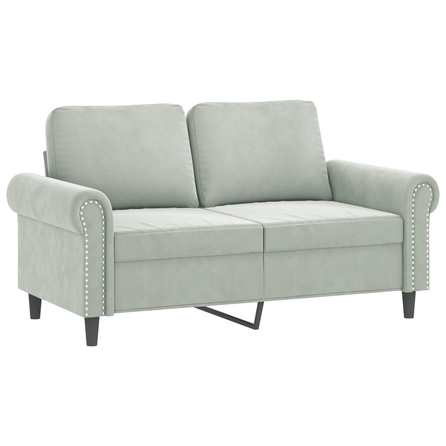 3-delige Loungeset met kussens fluweel lichtgrijs Lichtgrijs met kussens