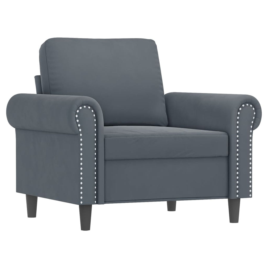 3-Delige Loungeset Fluweel Donkergrijs met kussens