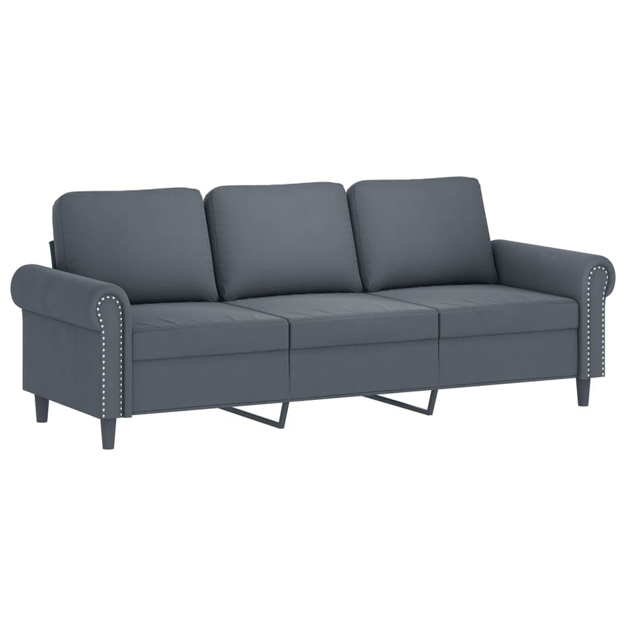 3-Delige Loungeset Fluweel Donkergrijs met kussens