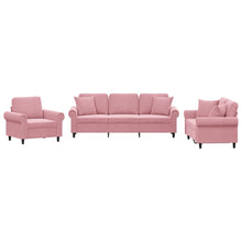 3-delige Loungeset fluweel Roze met kussens