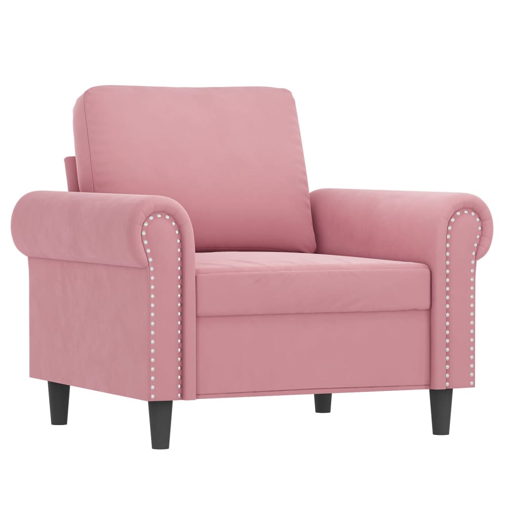 3-delige Loungeset fluweel Roze met kussens