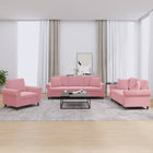 3-delige Loungeset fluweel Roze met kussens