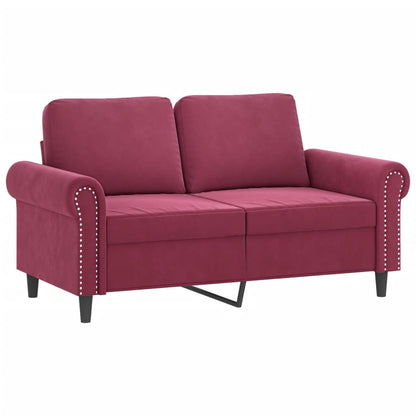 3-delige Loungeset met kussens fluweel wijnrood Wijnrood met kussens
