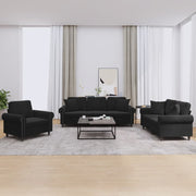 Loungeset 3-delig fluweel zwart