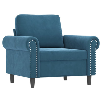 3-delige Loungeset met kussens fluweel blauw Blauw met kussens