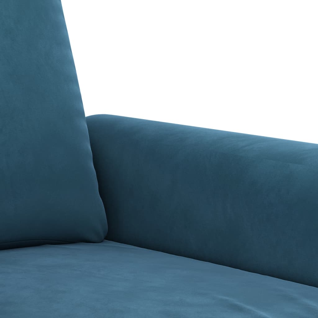 3-delige Loungeset met kussens fluweel blauw Blauw met kussens