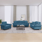 3-piece Lounge Set with cushions velvet blue