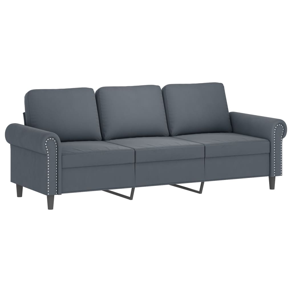 4-Delige Loungeset Met Kussens Fluweel Donkergrijs met kussens en voetenbankje