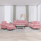 4-delige Loungeset met kussens fluweel roze