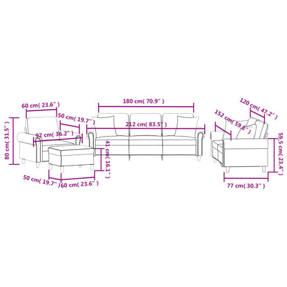 4-delige Loungeset met kussens fluweel zwart Zwart