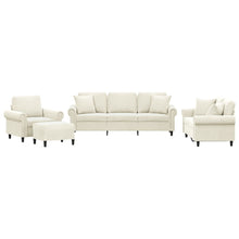 4-delige Loungeset met kussens fluweel crèmekleurig