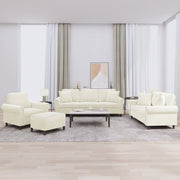 Loungeset 4-delig fluweel crèmekleurig