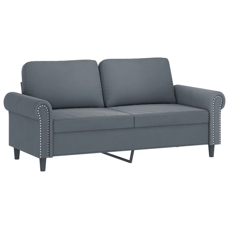 2-Delige Loungeset Fluweel Donkergrijs met kussens