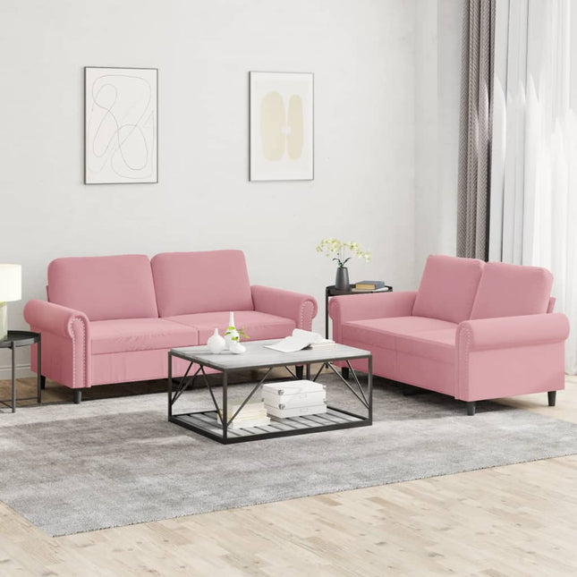 2-delige Loungeset met kussens fluweel roze Roze met kussens