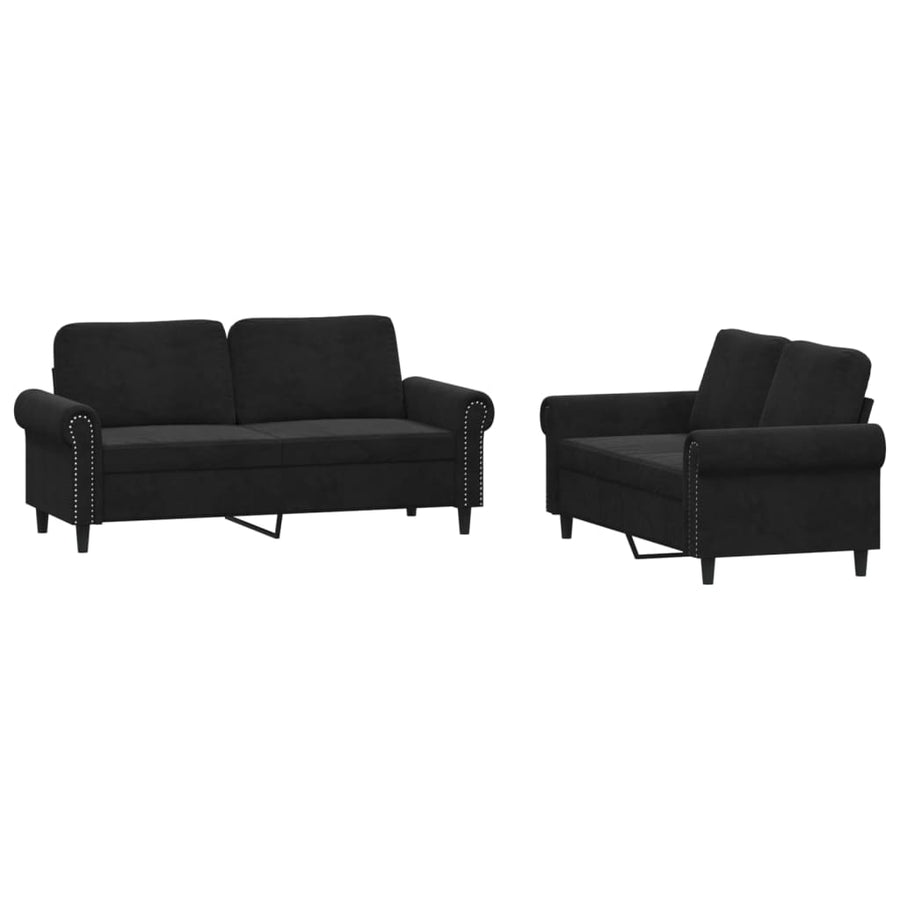 2-Delige Loungeset Fluweel Zwart met kussens