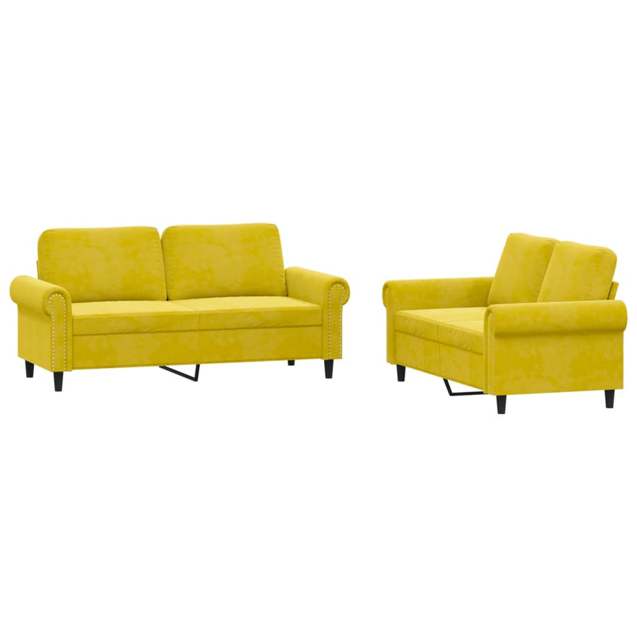 2-delige Loungeset met kussens fluweel geel Geel met kussens