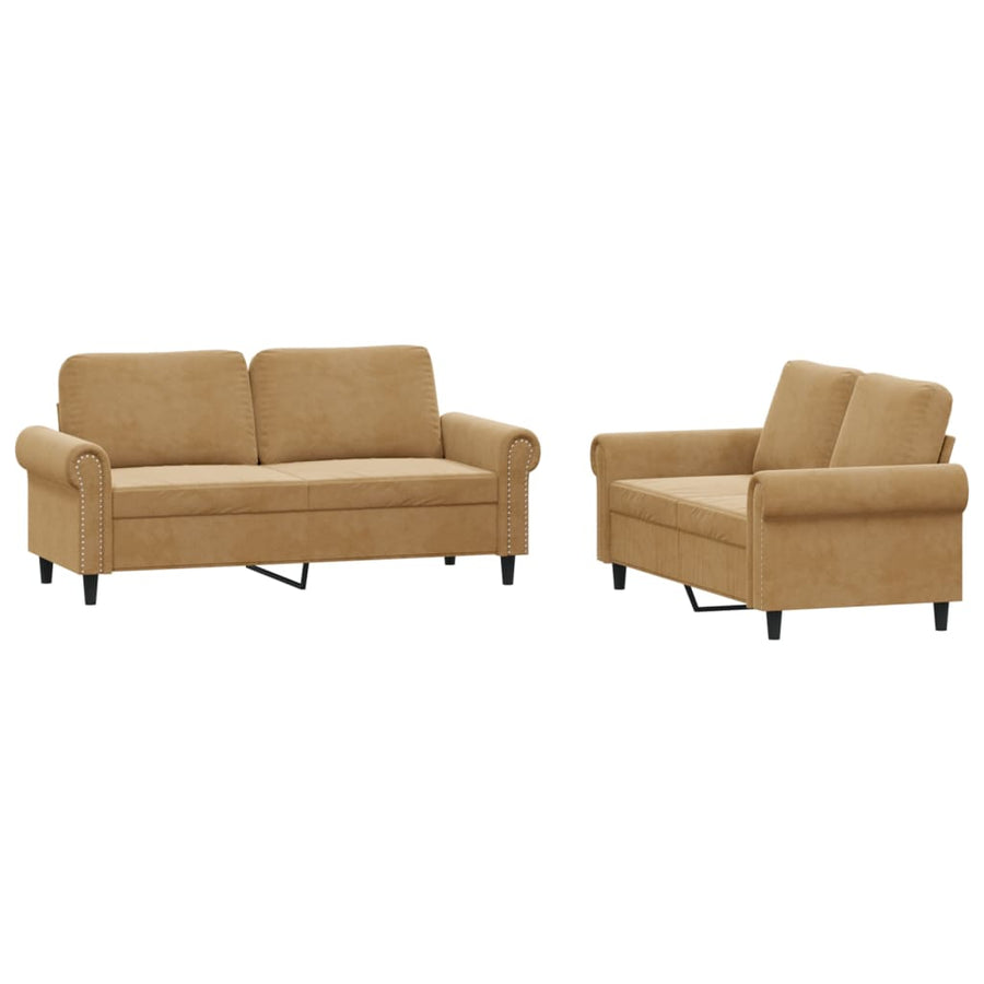 2-Delige Loungeset Fluweel Bruin met kussens