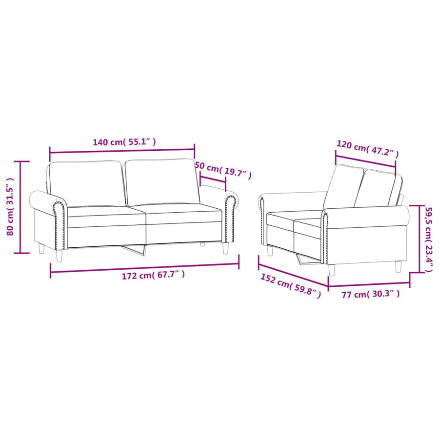2-Delige Loungeset Fluweel Bruin met kussens