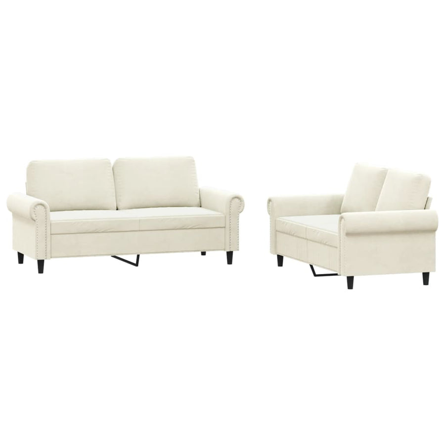 2-delige Loungeset met kussens fluweel crèmekleurig Crème met kussens