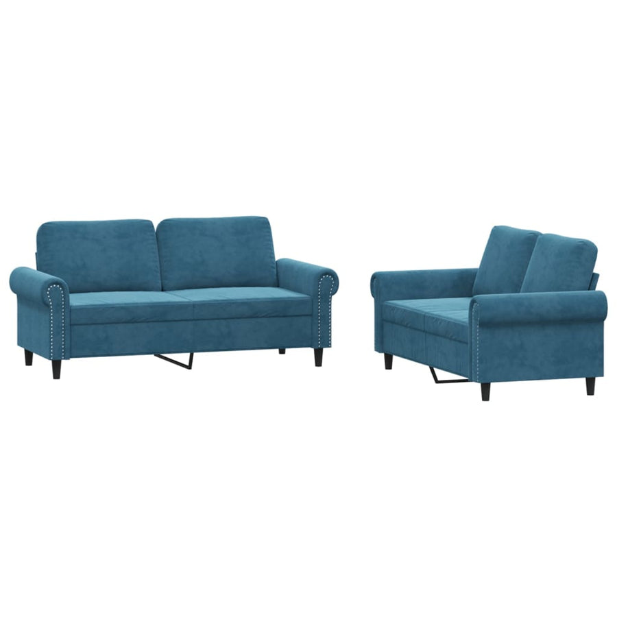 2-Delige Loungeset Fluweel Blauw met kussens
