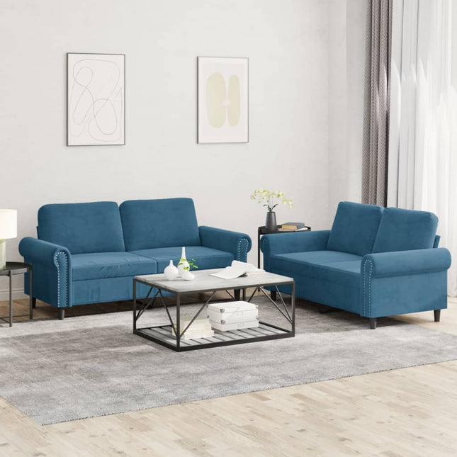 2-Delige Loungeset Fluweel Blauw met kussens