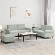 Loungeset 3-delig fluweel lichtgrijs