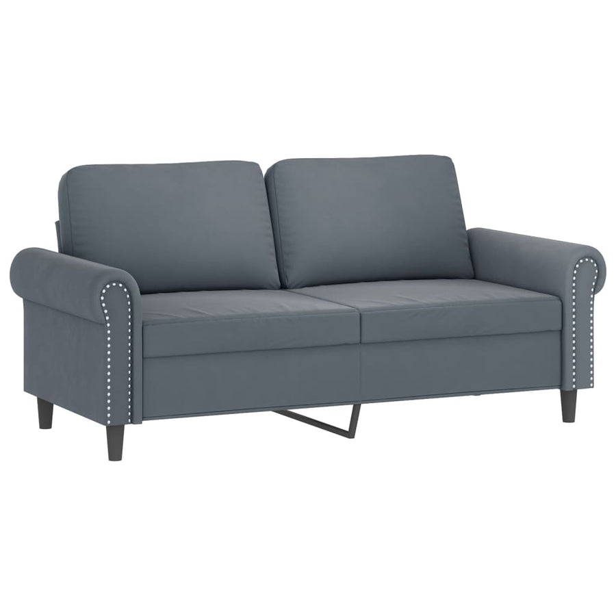 3-delige Loungeset met kussens fluweel donkergrijs Donkergrijs met kussens en voetenbankje