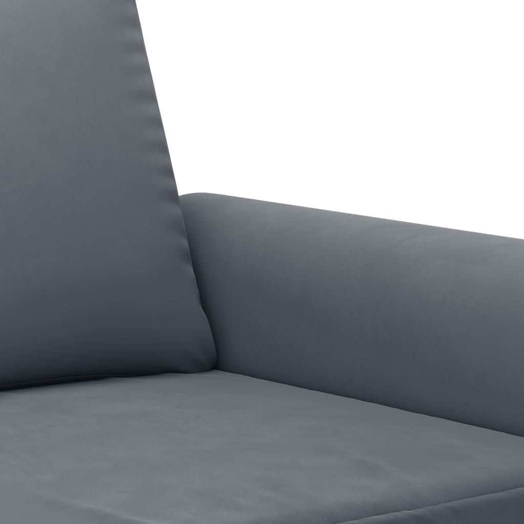 3-delige Loungeset met kussens fluweel donkergrijs Donkergrijs met kussens en voetenbankje