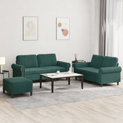 Loungeset 3-delig fluweel donkergroen