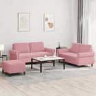 3-delige Loungeset met kussens fluweel roze