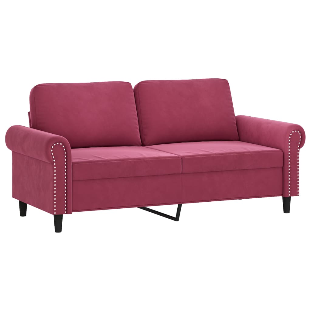 3-delige Loungeset met kussens fluweel wijnrood