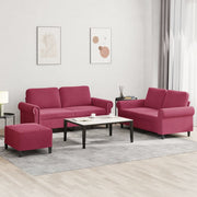Loungeset 3-delig fluweel wijnrood