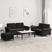 Loungeset 3-delig fluweel zwart