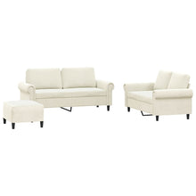 3-delige Loungeset met kussens fluweel crèmekleurig