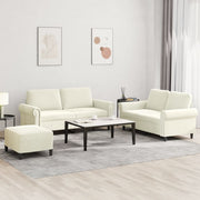 Loungeset 3-delig fluweel crèmekleurig