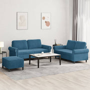 Loungeset 3-delig fluweel blauw