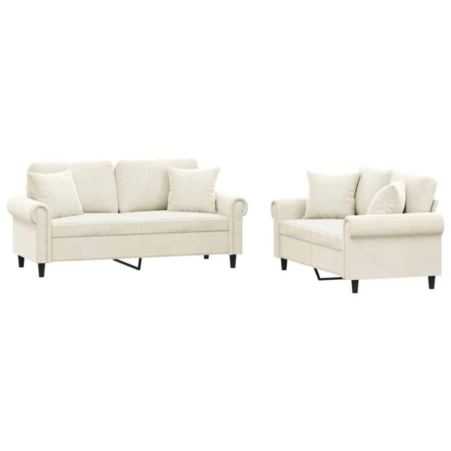 2-Delige Loungeset Fluweel Kleurig Crème met kussens