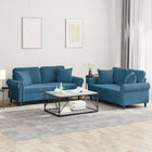 2-delige Loungeset met kussens fluweel blauw Blauw met kussens