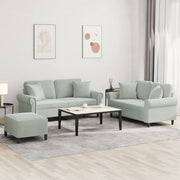 Loungeset 3-delig fluweel lichtgrijs