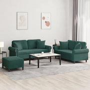Loungeset 3-delig fluweel donkergroen