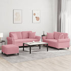 3-delige Loungeset met kussens fluweel roze