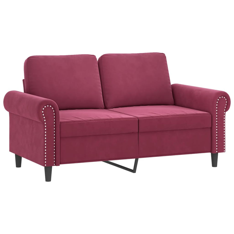 3-delige Loungeset met kussens fluweel wijnrood