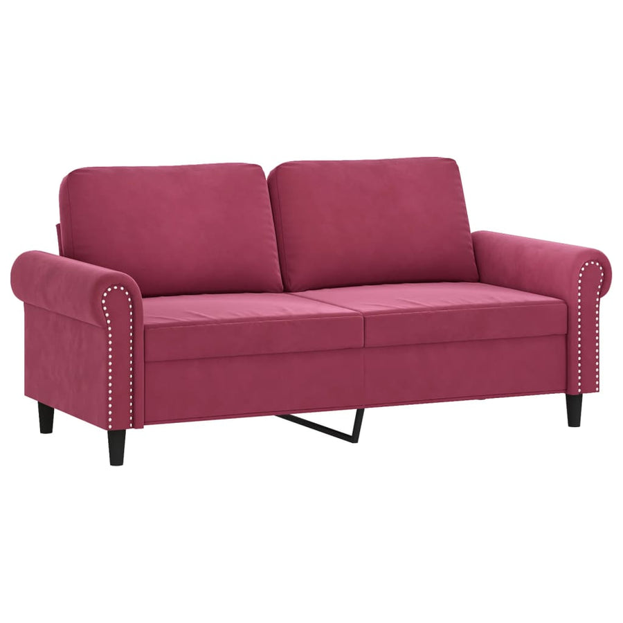 3-delige Loungeset met kussens fluweel wijnrood