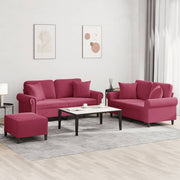 Loungeset 3-delig fluweel wijnrood