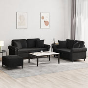 Loungeset 3-delig fluweel zwart