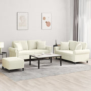 Loungeset 3-delig fluweel crèmekleurig