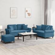 Loungeset 3-delig fluweel blauw