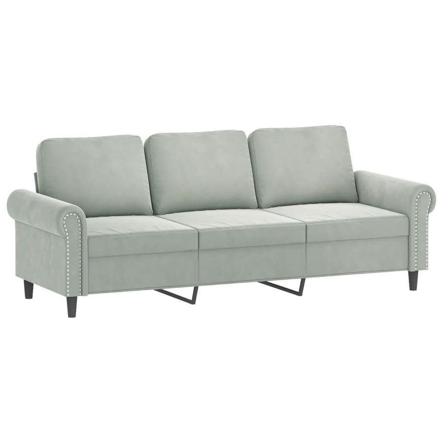 2-delige Loungeset met kussens fluweel lichtgrijs Lichtgrijs met kussens