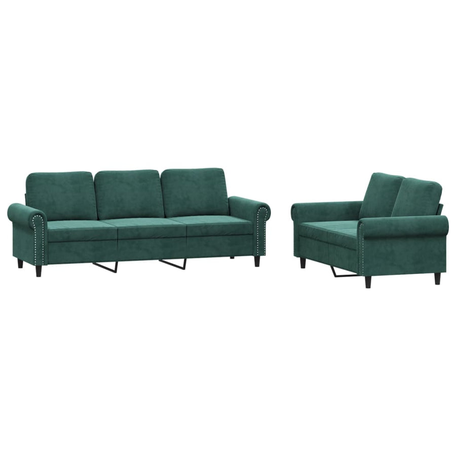 2-delige Loungeset met kussens fluweel donkergroen Donkergroen met kussens